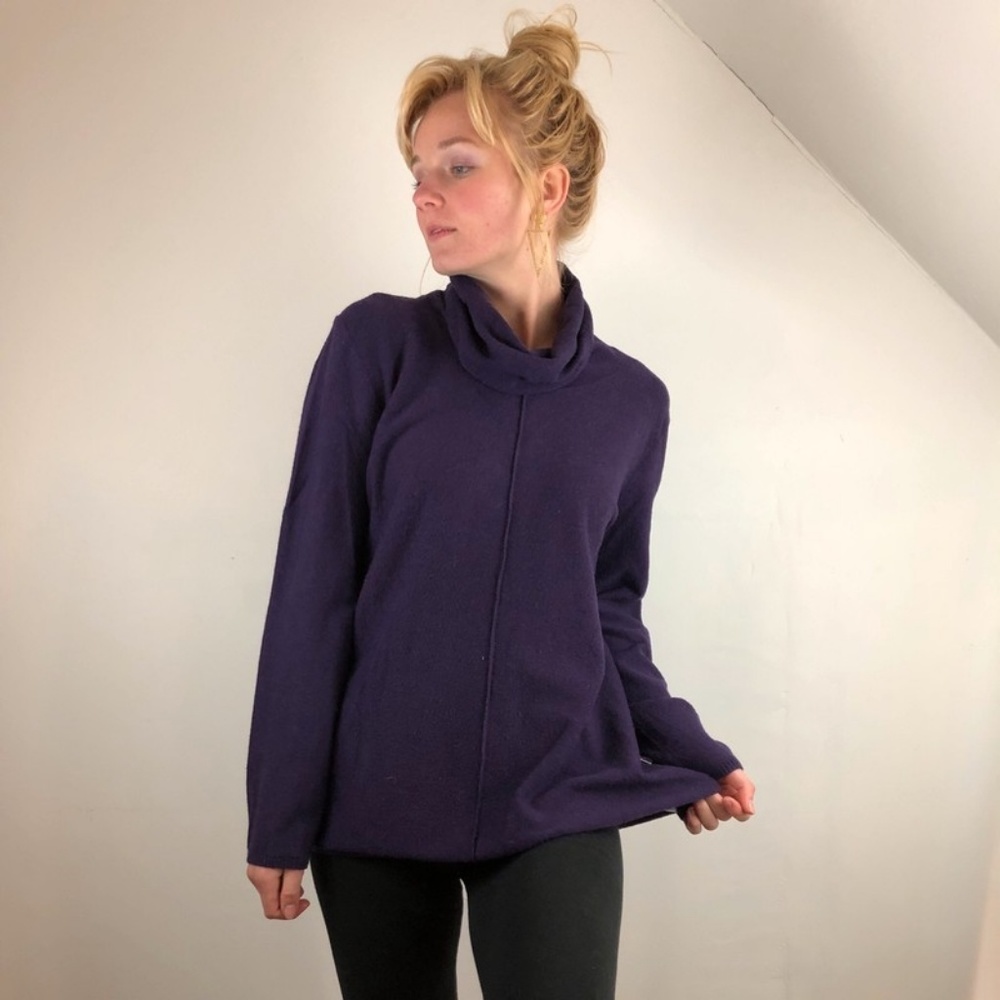 Long purple oversized soft swoop cowl Calvin Klein